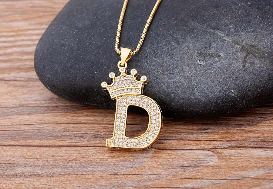 Luxury Crown Letter Necklace