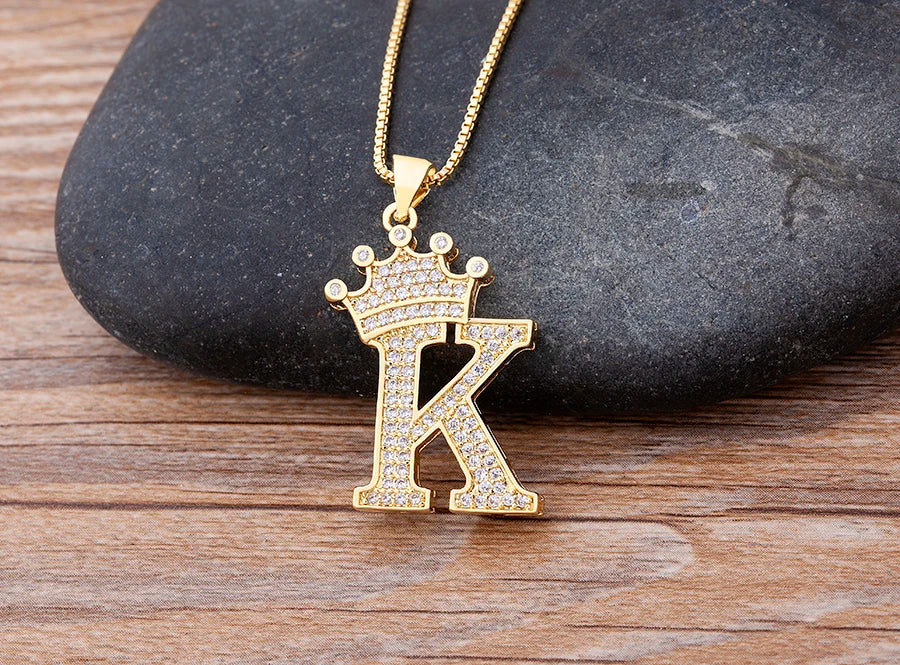 Luxury Crown Letter Necklace