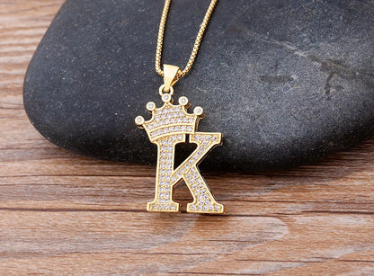 Luxury Crown Letter Necklace