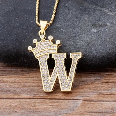 Luxury Crown Letter Necklace