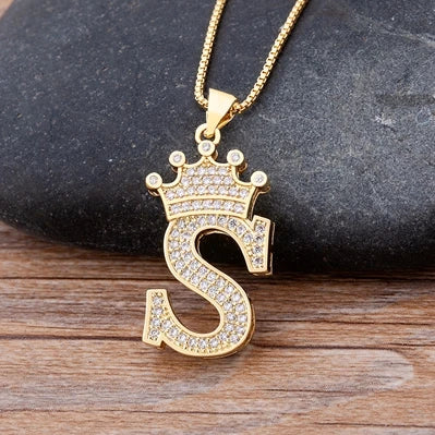 Luxury Crown Letter Necklace
