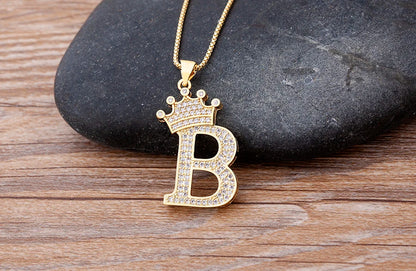 Luxury Crown Letter Necklace