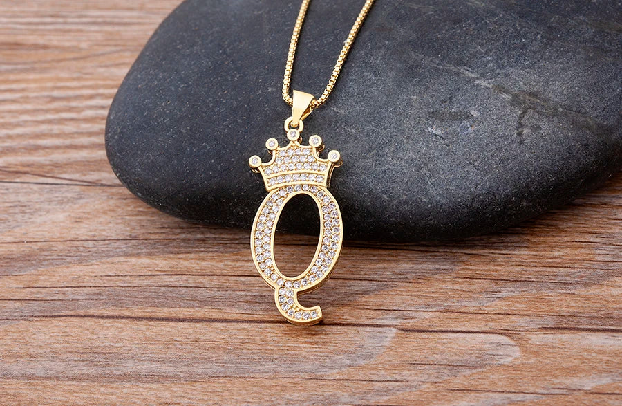 Luxury Crown Letter Necklace