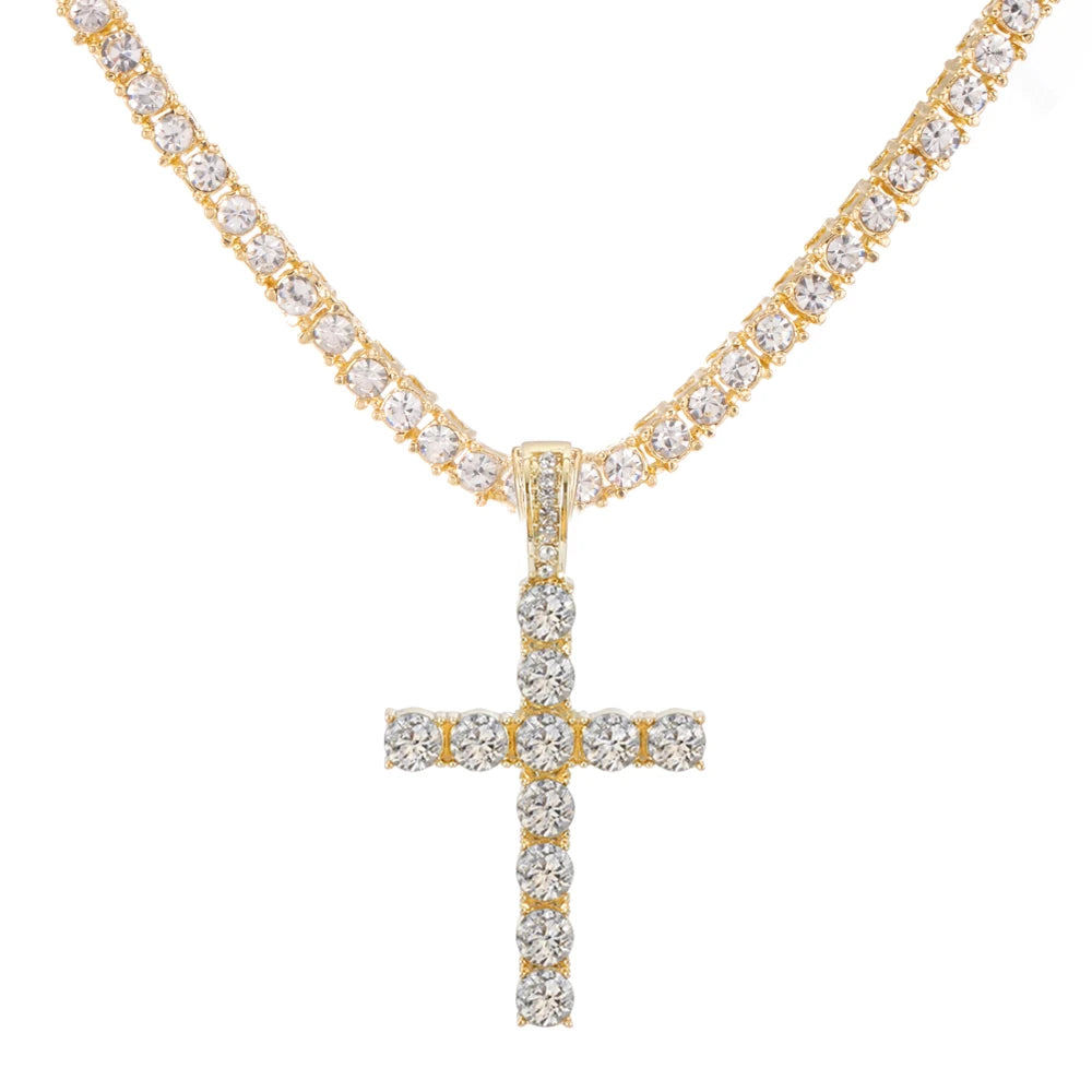 Iced Out Cross Pendant Necklace