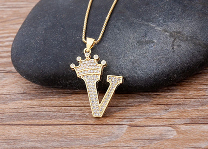 Luxury Crown Letter Necklace