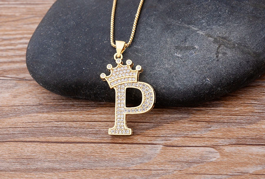 Luxury Crown Letter Necklace