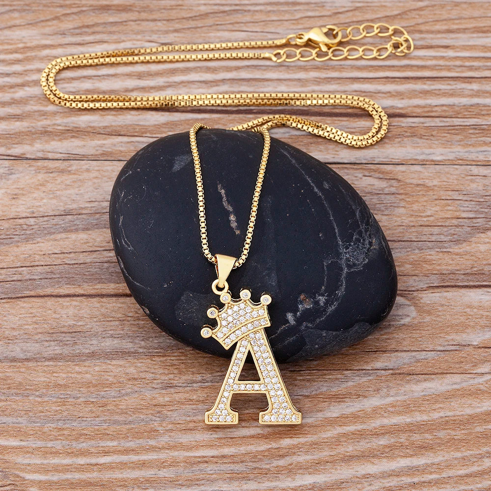 Luxury Crown Letter Necklace