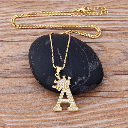Luxury Crown Letter Necklace