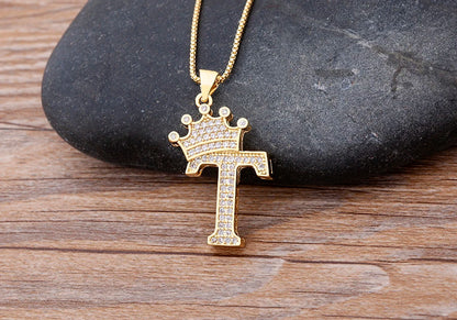 Luxury Crown Letter Necklace
