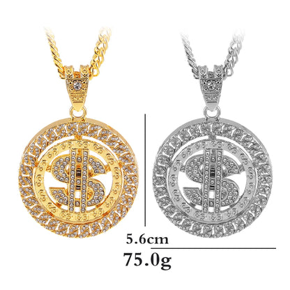 Rotatable Dollar Pendant Necklace