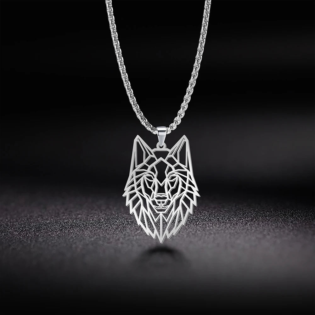 My shape Wolf Necklace for Men Women Stainless Steel Necklaces Men's chain Fashion Animal Male Necklace Punk Jewelry Boy Gifts