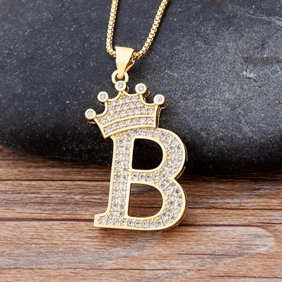 Luxury Crown Letter Necklace
