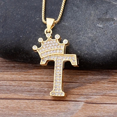 Luxury Crown Letter Necklace