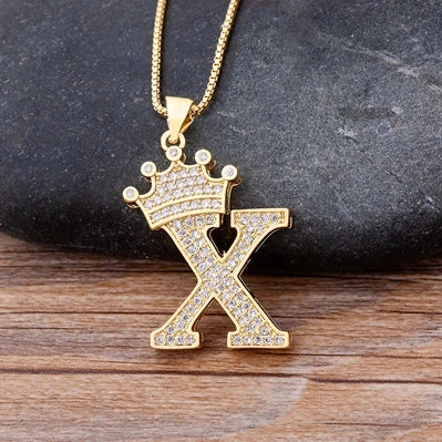 Luxury Crown Letter Necklace