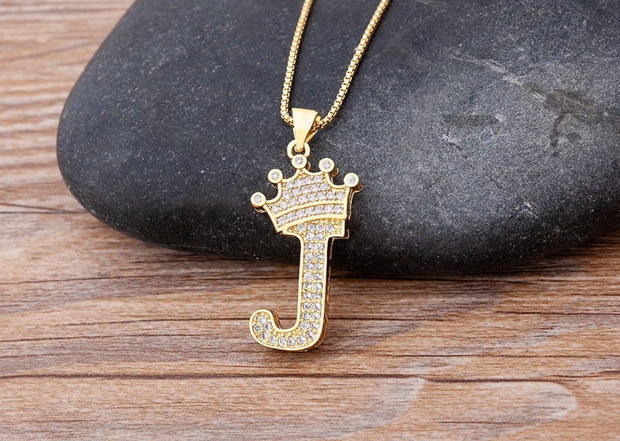 Luxury Crown Letter Necklace
