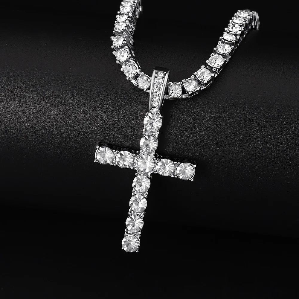 Iced Out Cross Pendant Necklace