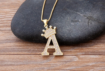 Luxury Crown Letter Necklace
