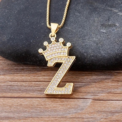 Luxury Crown Letter Necklace