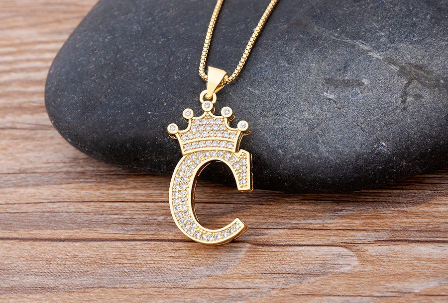 Luxury Crown Letter Necklace