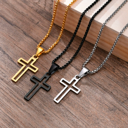 Casual Hollow Cross Pendant Necklace