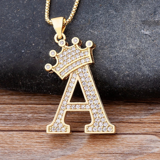 Luxury Crown Letter Necklace