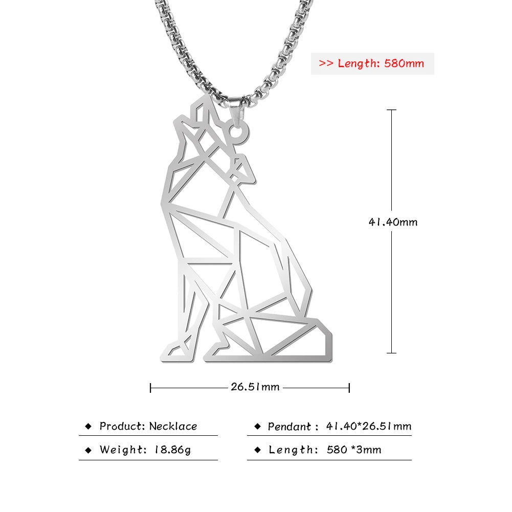 My shape Wolf Necklace for Men Women Stainless Steel Necklaces Men's chain Fashion Animal Male Necklace Punk Jewelry Boy Gifts