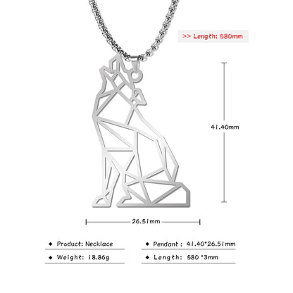 My shape Wolf Necklace for Men Women Stainless Steel Necklaces Men's chain Fashion Animal Male Necklace Punk Jewelry Boy Gifts