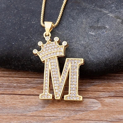 Luxury Crown Letter Necklace