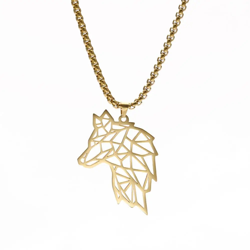 My shape Wolf Necklace for Men Women Stainless Steel Necklaces Men's chain Fashion Animal Male Necklace Punk Jewelry Boy Gifts