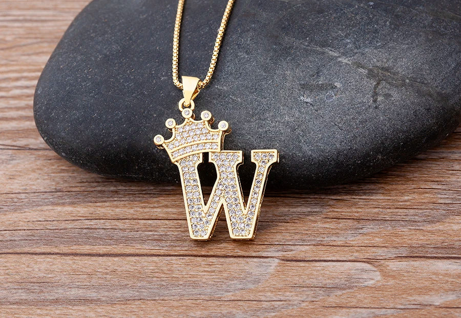 Luxury Crown Letter Necklace