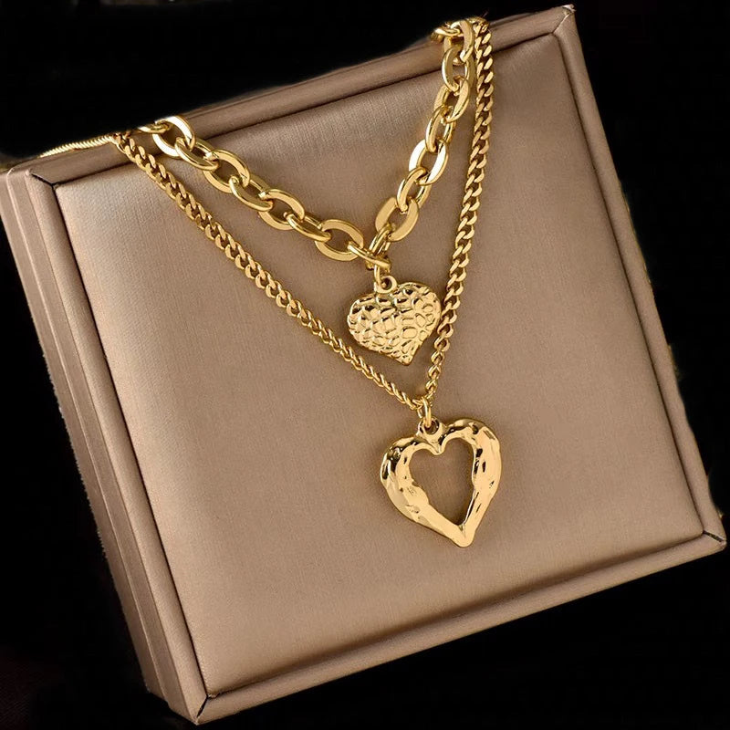 Folded Heart Pendant Necklace