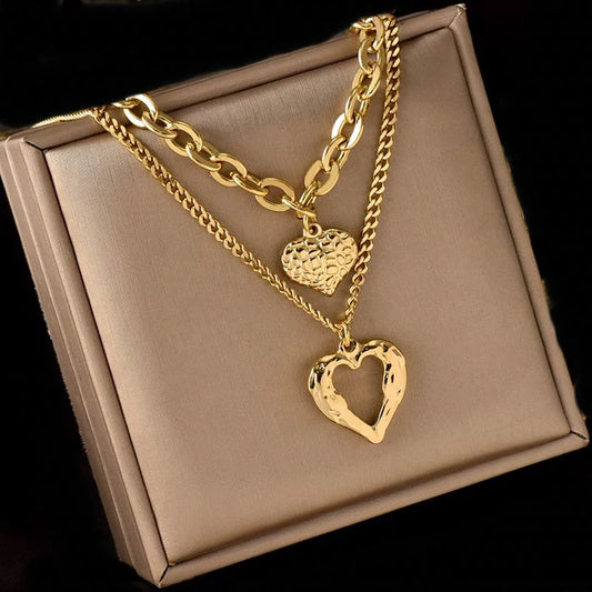 Folded Heart Pendant Necklace