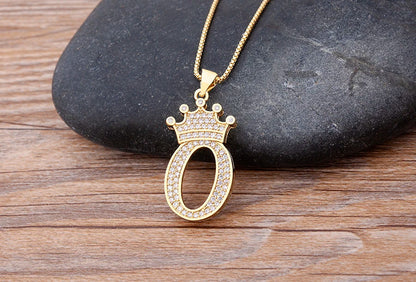 Luxury Crown Letter Necklace