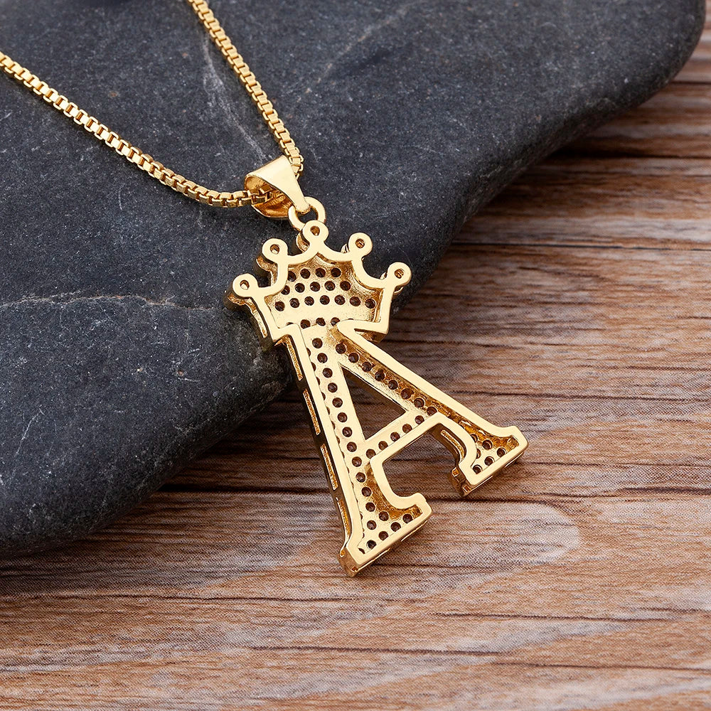 Luxury Crown Letter Necklace