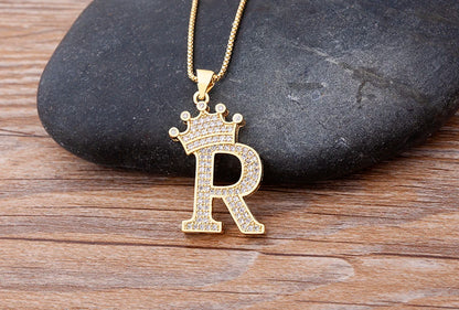 Luxury Crown Letter Necklace