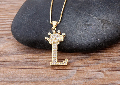 Luxury Crown Letter Necklace