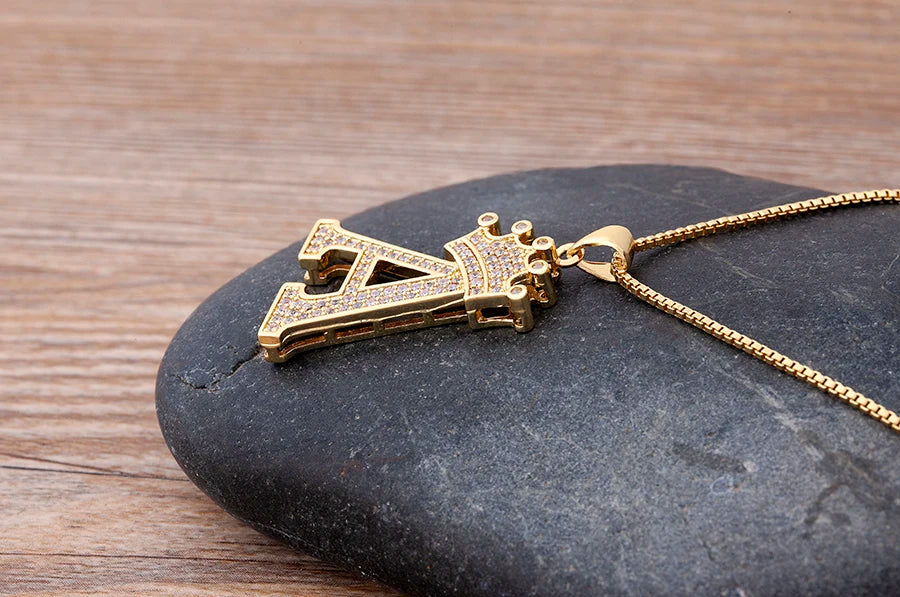 Luxury Crown Letter Necklace
