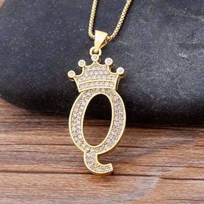 Luxury Crown Letter Necklace