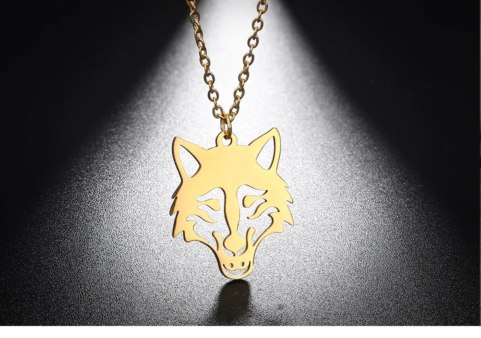 My shape Wolf Necklace for Men Women Stainless Steel Necklaces Men's chain Fashion Animal Male Necklace Punk Jewelry Boy Gifts