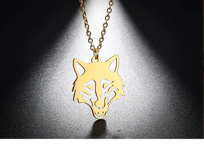 My shape Wolf Necklace for Men Women Stainless Steel Necklaces Men's chain Fashion Animal Male Necklace Punk Jewelry Boy Gifts