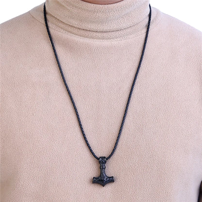Norse Vikings Thor's Hammer Mjolnir Scandinavian Rune Amulet Necklace Stainless Steel Chain Vegvisir Anchor Pendant Male Jewelry