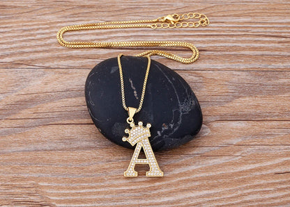 Luxury Crown Letter Necklace