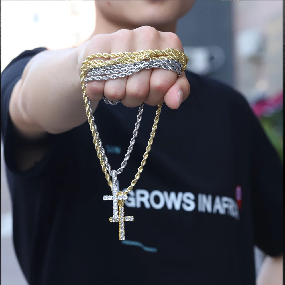 Iced Out Cross Pendant Necklace