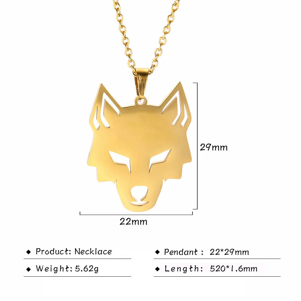 My shape Wolf Necklace for Men Women Stainless Steel Necklaces Men's chain Fashion Animal Male Necklace Punk Jewelry Boy Gifts