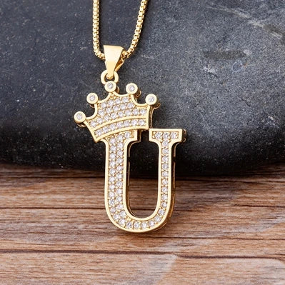 Luxury Crown Letter Necklace