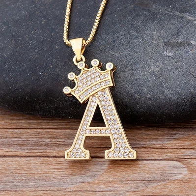 Luxury Crown Letter Necklace