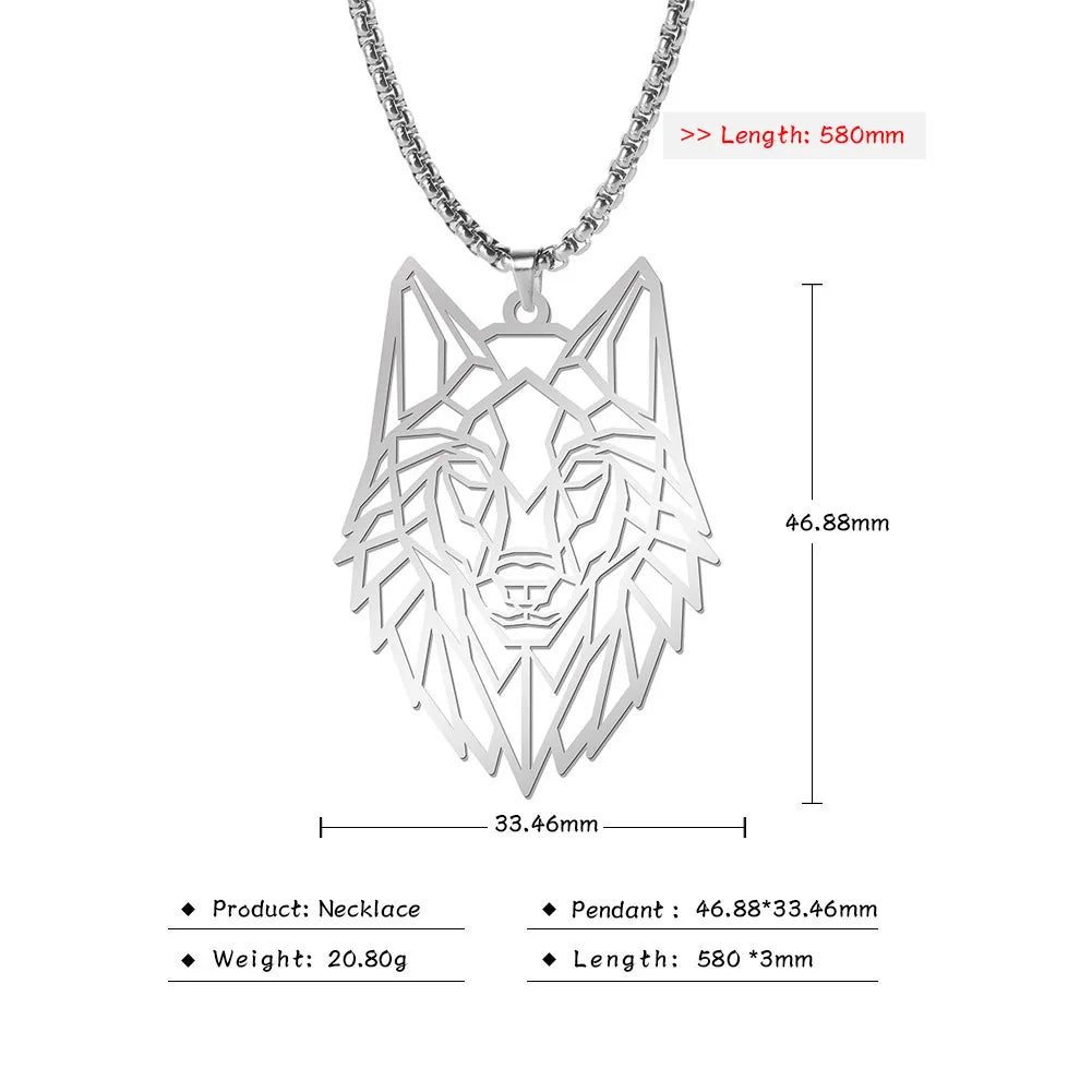 My shape Wolf Necklace for Men Women Stainless Steel Necklaces Men's chain Fashion Animal Male Necklace Punk Jewelry Boy Gifts