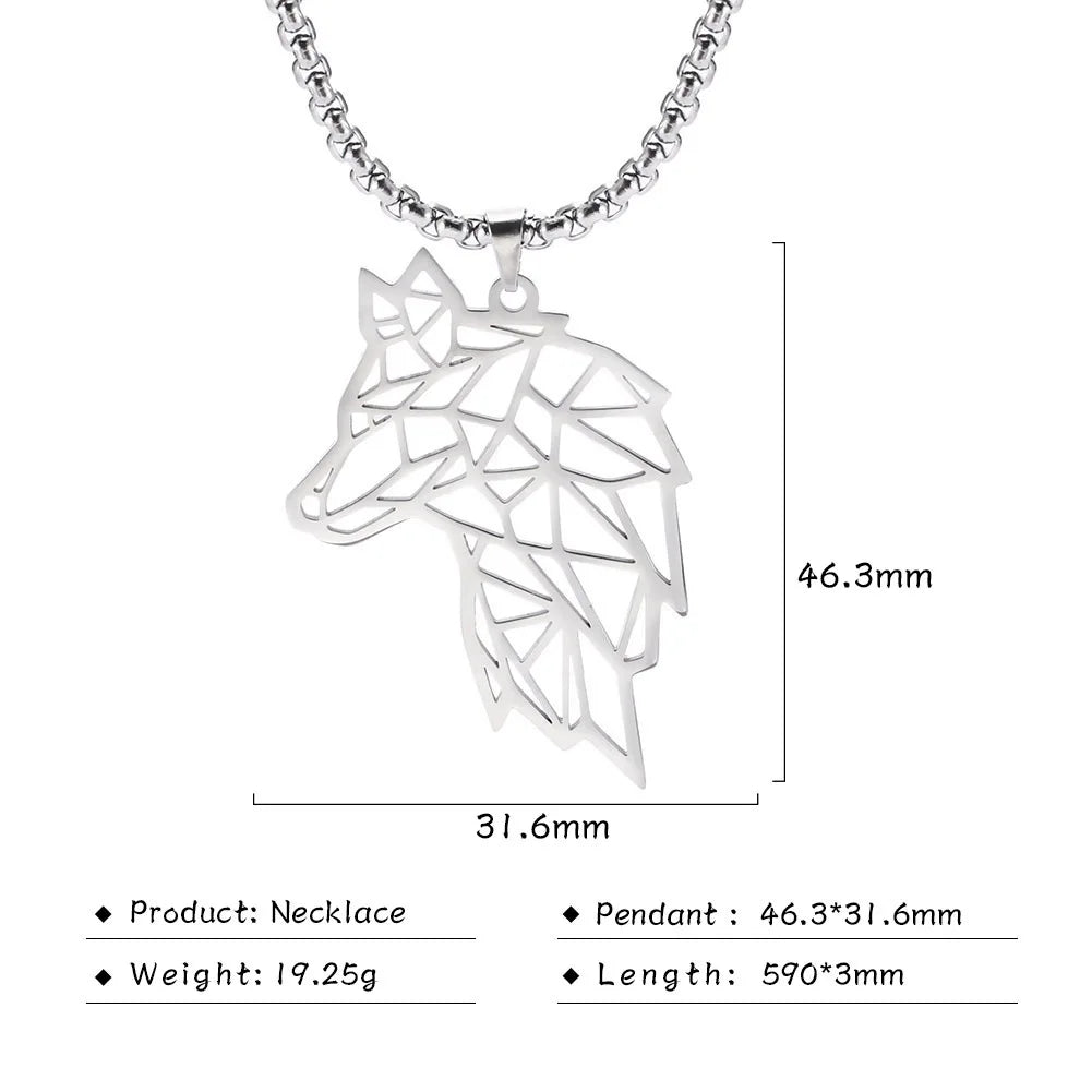 My shape Wolf Necklace for Men Women Stainless Steel Necklaces Men's chain Fashion Animal Male Necklace Punk Jewelry Boy Gifts