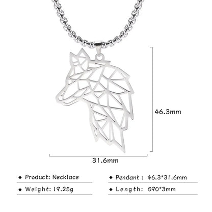 My shape Wolf Necklace for Men Women Stainless Steel Necklaces Men's chain Fashion Animal Male Necklace Punk Jewelry Boy Gifts