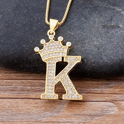 Luxury Crown Letter Necklace